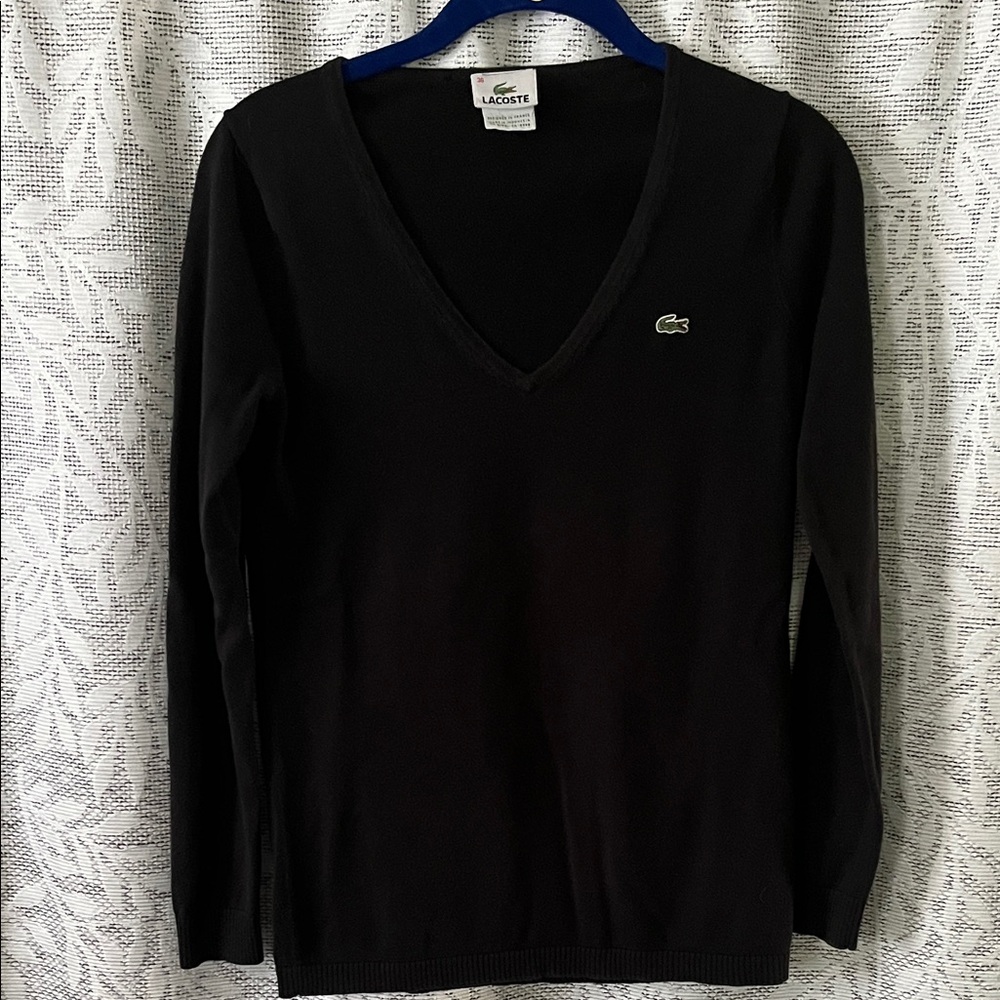 Lacoste Women's Classic Black V-Neck Sweater
